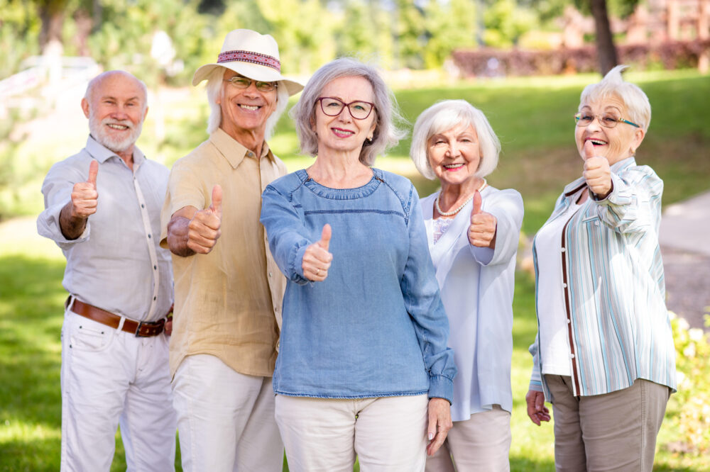 Old people in the age of 60, 70, 80 having fun and spending time together